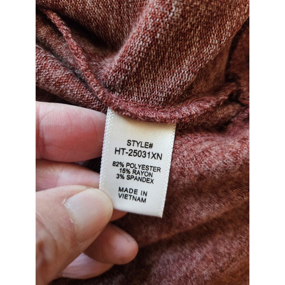 Zenana Maroon Soft Drop Shoulder Pullover Sweater V-Neck Front Pocket, Plus 3X - Picture 4 of 5